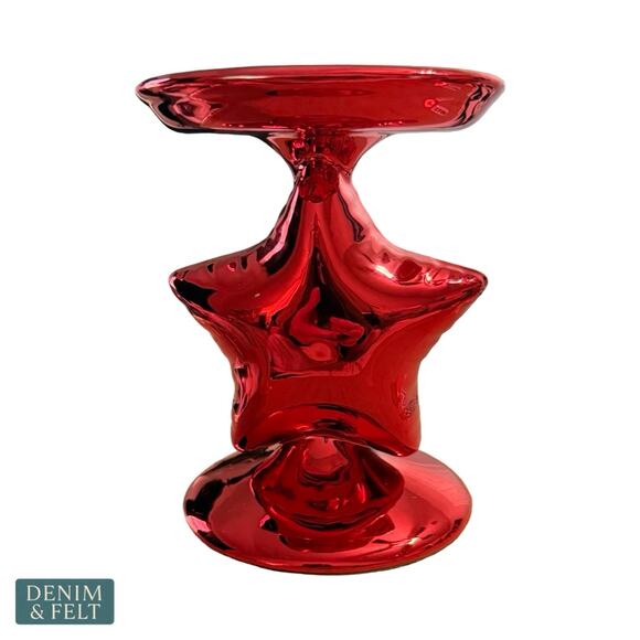 NEW Bath & Body Works Red Star Balloon Foil Single Wick Candle Holder Pedestal - Picture 2 of 8